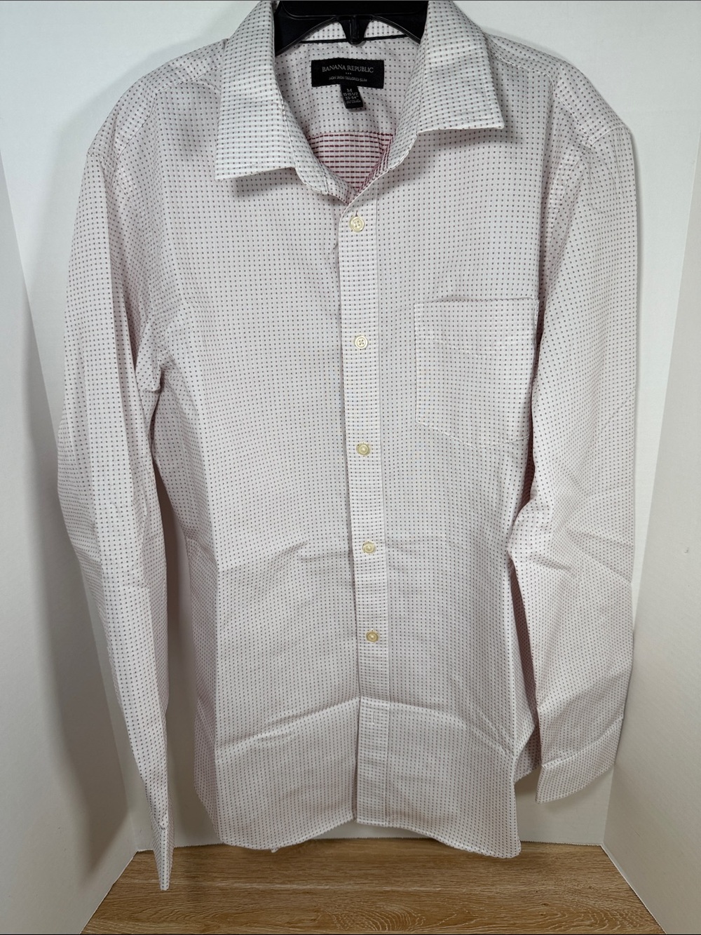 Banana Republic White Dress Shirt with Microdot Pattern